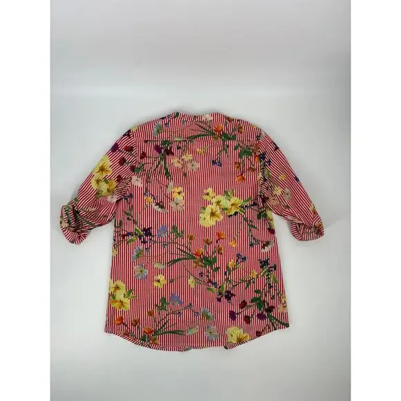 Calvin Klein Women's Red Striped Blouse (B32) - Picture 6 of 12